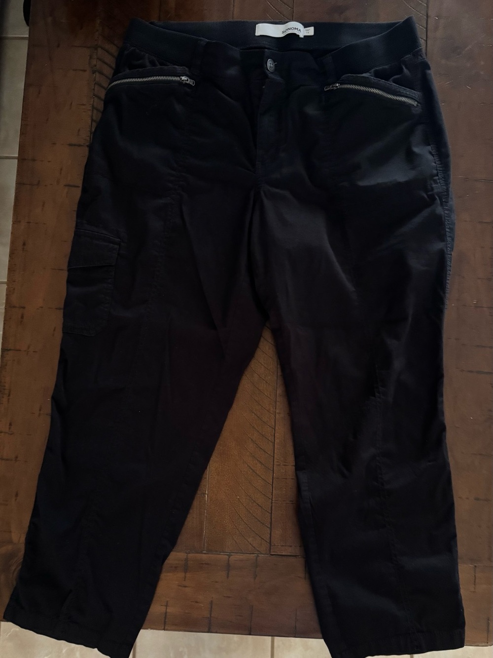 Sonoma Black Women's Cropped Cargo Pants with Zip Pockets